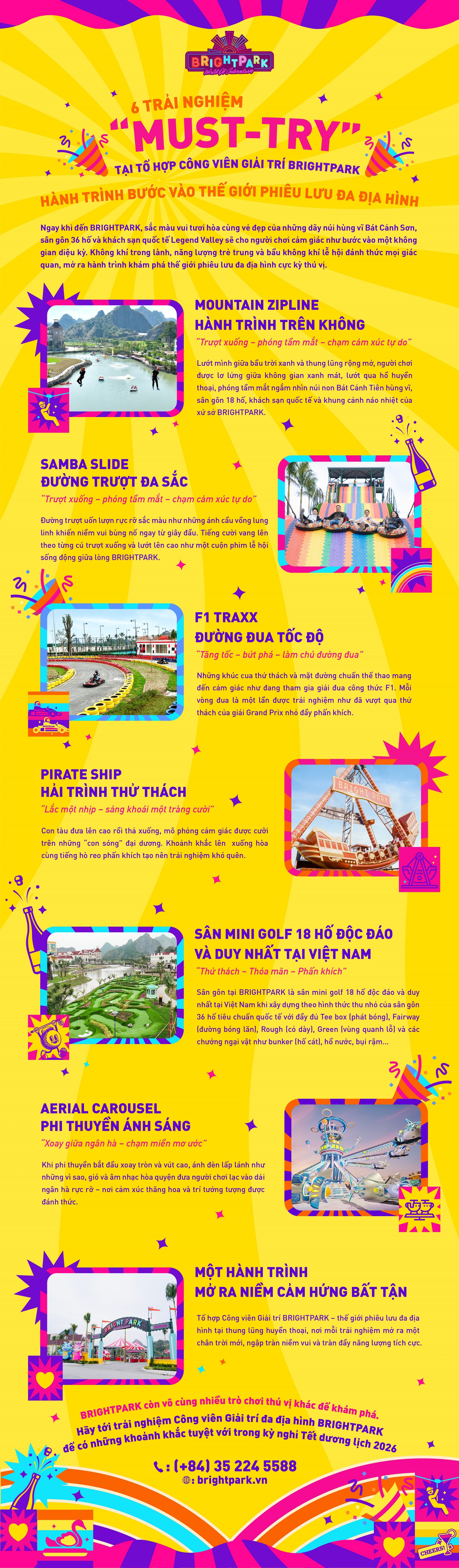 6 trải nghiệm "nhất định phải thử" tại Tổ hợp Công viên giải trí Bright Park