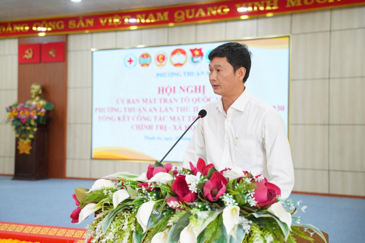 Đồng chí Phan Thái Sơn - Phó bí thư Thường trực Đảng ủy phường tin tưởng Mặt trận Tổ quốc phường Thuận An sẽ tiếp tục vượt qua khó khăn, hoàn thành tốt nhiệm vụ được giao trong năm 2026, góp phần quan trọng vào việc thực hiện thắng lợi các mục tiêu, nhiệm