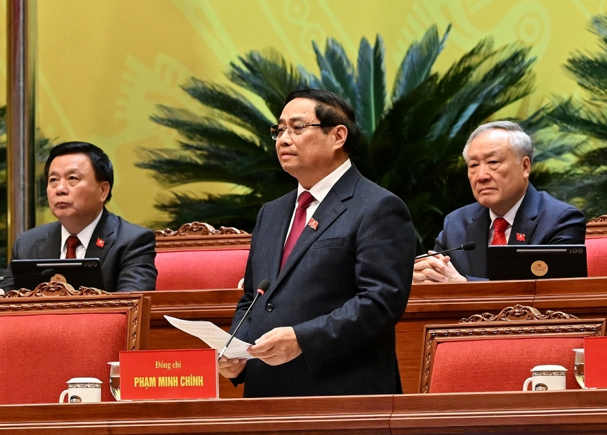 Đồng chí Phạm Minh Chính, Ủy viên Bộ Chính trị, Thủ tướng Chính phủ điều hành Phiên khai mạc Đại hội. Đồng chí Phạm Minh Chính, Ủy viên Bộ Chính trị, Thủ tướng Chính phủ điều hành Phiên khai mạc Đại hội.