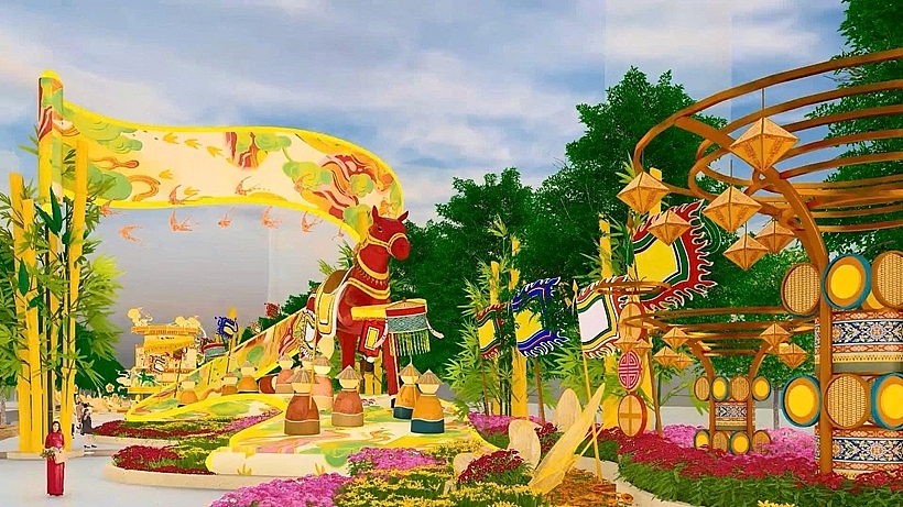 Năm 2026 mang ý nghĩa bản lề của đất nước, ghi dấu cột mốc quan trọng khi TPHCM, Bà Rịa - Vũng Tàu và Bình Dương chính thức hợp nhất, hình thành “siêu đô thị quốc tế Đông Nam Á”. Tinh thần chuyển mình ấy được thể hiện xuyên suốt trên Đường hoa Tết 2026 qua hình tượng linh vật Bính Ngọ tung bay trên lũy tre cách điệu như những con sóng lớn, biểu trưng cho nguồn năng lượng mạnh mẽ, ý chí vươn lên và khát vọng chinh phục những tầm cao mới. Năm 2026 mang ý nghĩa bản lề của đất nước, ghi dấu cột mốc quan trọng khi TPHCM, Bà Rịa - Vũng Tàu và Bình Dương chính thức hợp nhất, hình thành “siêu đô thị quốc tế Đông Nam Á”. Tinh thần chuyển mình ấy được thể hiện xuyên suốt trên Đường hoa Tết 2026 qua hình tượng linh vật Bính Ngọ tung bay trên lũy tre cách điệu như những con sóng lớn, biểu trưng cho nguồn năng lượng mạnh mẽ, ý chí vươn lên và khát vọng chinh phục những tầm cao mới.