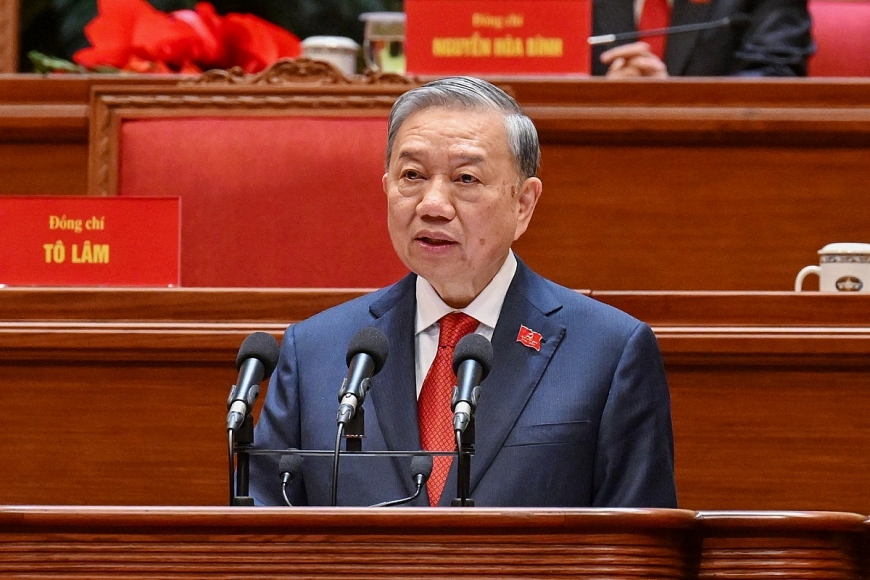 Đồng chí Tô Lâm, Tổng Bí thư Ban Chấp hành Đảng Cộng sản Việt Nam khóa XIV đọc Diễn văn bế mạc Đại hội đại biểu toàn quốc lần thứ XIV của Đảng. Ảnh: Đồng chí Tô Lâm, Tổng Bí thư Ban Chấp hành Đảng Cộng sản Việt Nam khóa XIV đọc Diễn văn bế mạc Đại hội đại biểu toàn quốc lần thứ XIV của Đảng. Ảnh: