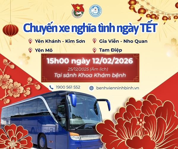 Chương trình “Chuyến xe nghĩa tình ngày Tết” của Bệnh viện Đa khoa tỉnh Ninh Bình hỗ trợ hơn 200 bệnh nhân có hoàn cảnh khó khăn về quê