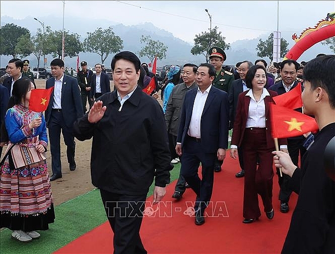 Chủ tịch nước Lương Cường dự Lễ phát động “Tết trồng cây đời đời nhớ ơn Bác Hồ”. Ảnh: Lâm Khánh/TTXVN