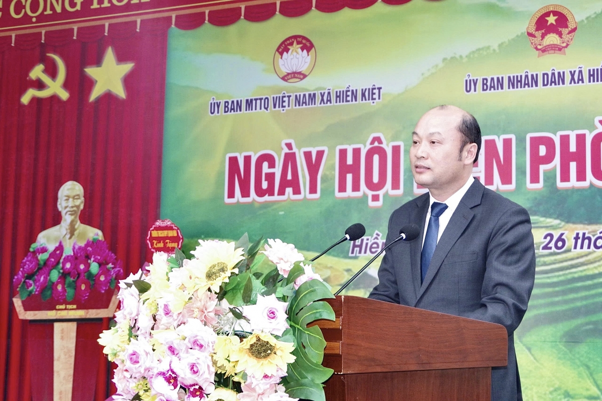 Đồng chí Cao Văn Cường, Tỉnh uỷ viên, Phó Chủ tịch UBND tỉnh Thanh Hóa phát biểu tại xã Hiền Kiệt Đồng chí Cao Văn Cường, Tỉnh uỷ viên, Phó Chủ tịch UBND tỉnh Thanh Hóa phát biểu tại xã Hiền Kiệt