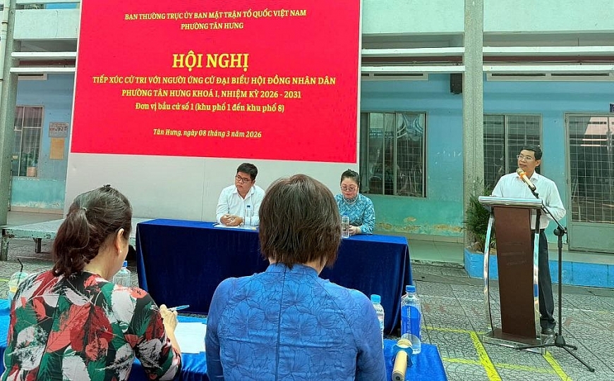 Hội nghị tiếp xúc cử tri để các ứng cử viên đại biểu Hội đồng nhân dân phường Tân Hưng nhiệm kỳ 2026–203