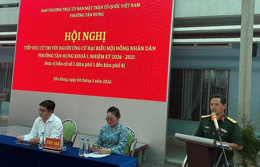 Ứng cử viên Nguyễn Anh Trần (sinh năm 1978), Phó Bí thư Chi bộ, Chỉ huy trưởng Ban Chỉ huy Quân sự phường Tân Hưng