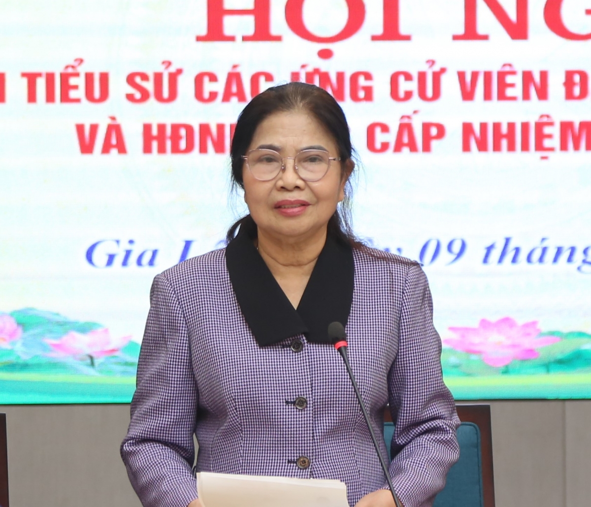 Bà Nguyễn Thị Dung, Chủ tịch Hội NCT xã Gia Lâm chủ trì Hội nghị