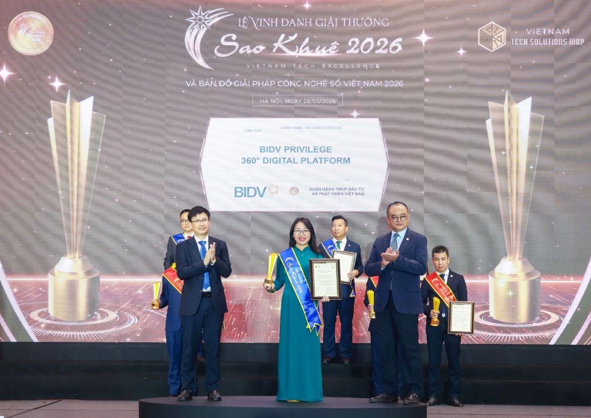 6 giải pháp ngân hàng sốc ủa BIDV đạt giải Sao Khuê 2026 6 giải pháp ngân hàng sốc ủa BIDV đạt giải Sao Khuê 2026