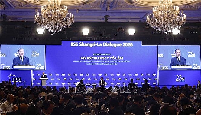 Tổng Bí thư, Chủ tịch nước Tô Lâm phát biểu dẫn đề tại Đối thoại Shangri-La lần thứ 23 và trả lời một số câu hỏi của đại biểu tham dự. Ảnh: Thống Nhất/TTXVN