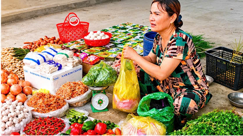 Người dân bày bán những nông sản quen thuộc