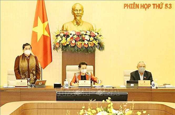 Phó Chủ tịch Thường trực Quốc hội Tòng Thị Phóng phát biểu. Ảnh: Trọng Đức/TTXVN