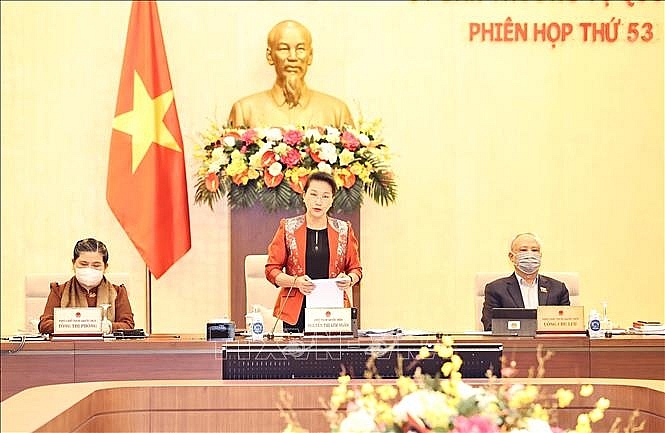 Chủ tịch Quốc hội Nguyễn Thị Kim Ngân chủ trì và phát biểu khai mạc. Ảnh: Trọng Đức/TTXVN