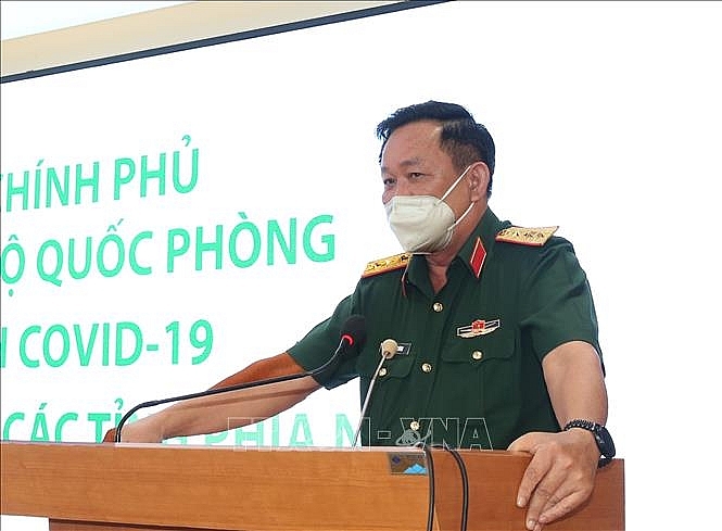 Thượng tướng Võ Minh Lương phát biểu tại buổi làm việc.