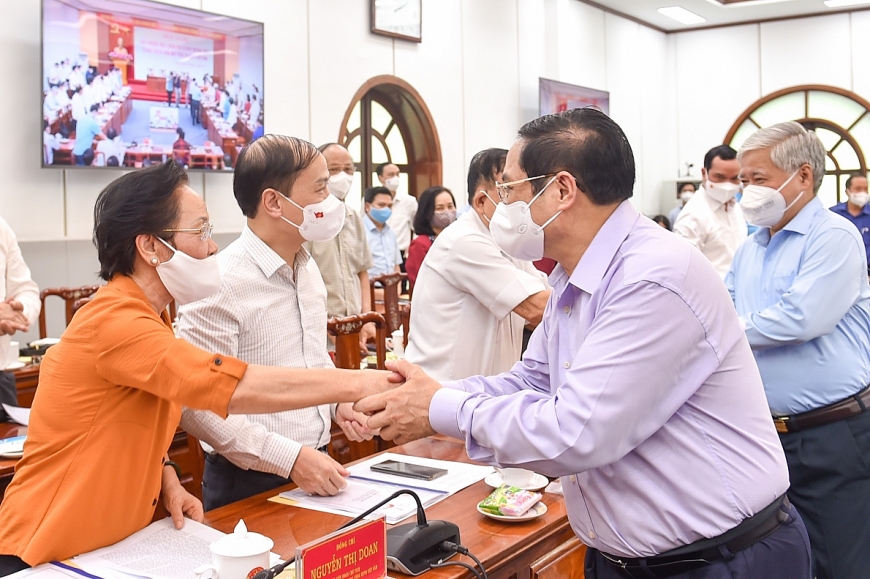 Thủ tướng Chính phủ Phạm Minh Chính và các đại biểu dự Hội nghị - Ảnh: VGP/Nhật Bắc