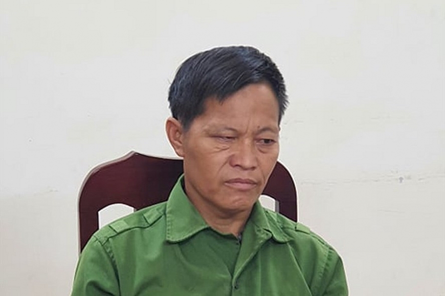 Giàng Chẩn Diu tại cơ quan công an. (Ảnh công an cung cấp)