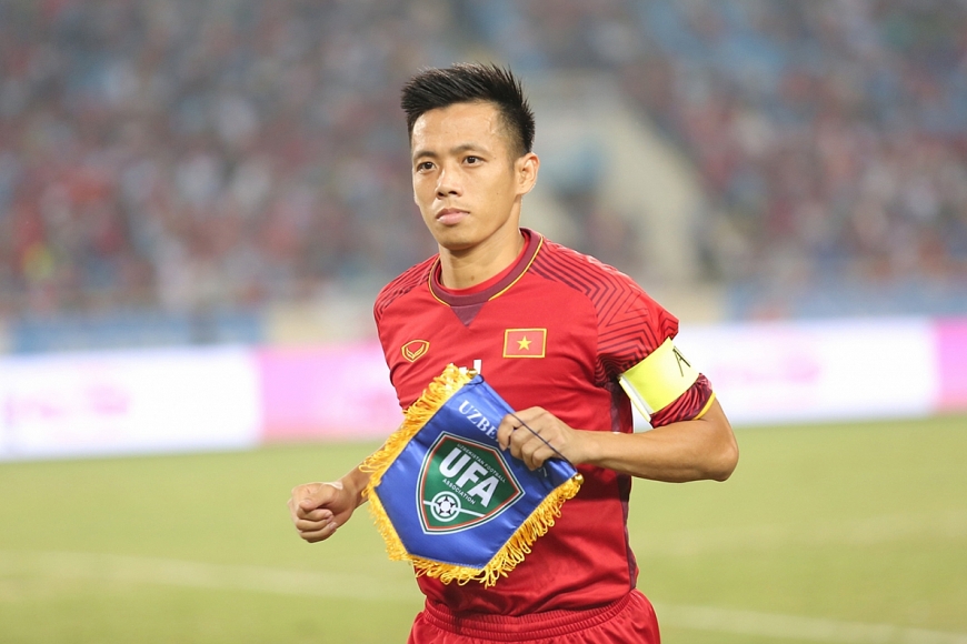Văn Quyết trong màu áo Đội tuyển Quốc gia năm 2018.