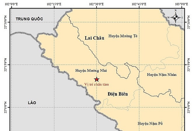 Xảy ra động đất 3.2 độ tại Điện Biên