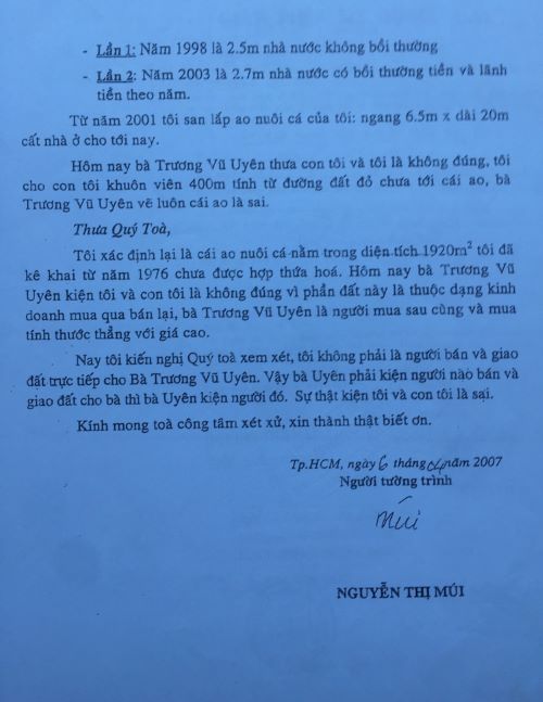 Viết tiếp bài “Vụ tranh chấp QSDĐ tại quận 7, TP Hồ Chí Minh: Hơn 2 năm TAND Cấp cao vẫn chưa có hồi âm (!?)”: Nhiều tình tiết quan trọng chưa được là