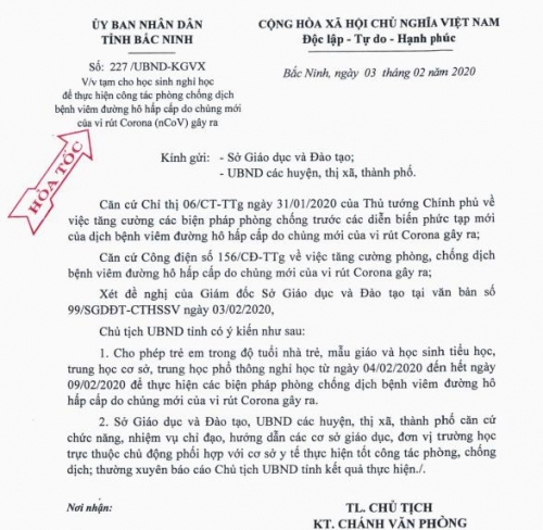 Bắc Ninh: Đi học một ngày, học sinh nghỉ đến hết tuần