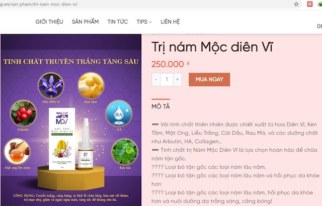 1.Quảng c&aacute;o sản phẩm Trị N&aacute;m Mộc Di&ecirc;n Vĩ c&oacute; dấu hiệu vi phạm ph&aacute;p luật