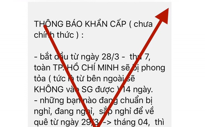 Th&ocirc;ng tin TP Hồ Ch&iacute; Minh phong tỏa 14 ng&agrave;y l&agrave; ho&agrave;n to&agrave;n bịa đặt