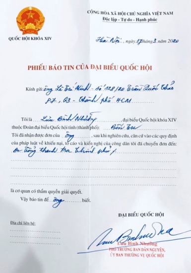 Mong chờ Chủ tịch UBND tỉnh Kiên Giang giải quyết đơn đúng luật