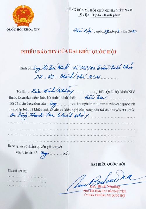Mong chờ Chủ tịch UBND tỉnh Kiên Giang giải quyết đơn đúng luật
