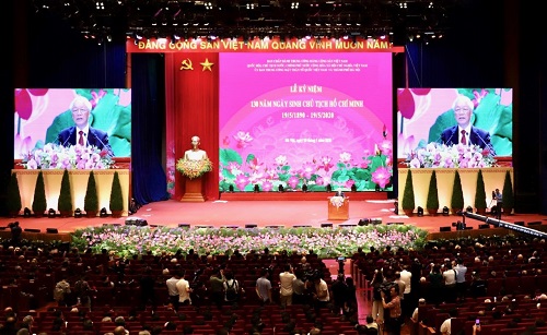 Lễ Kỷ niệm 130 năm Ng&agrave;y sinh Chủ tịch Hồ Ch&iacute; Minh. Ảnh VGP/Nhật Bắc