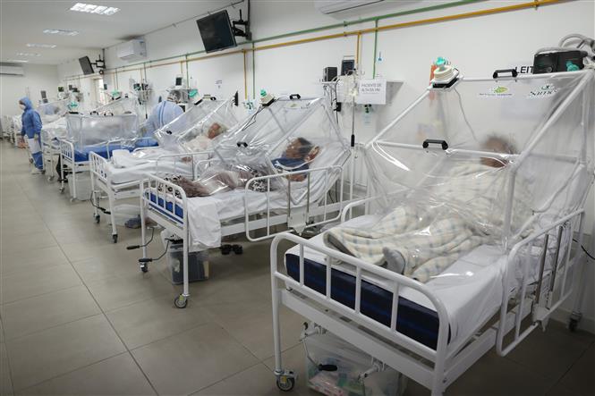 Bệnh nh&acirc;n nhiễm COVID-19 điều trị tại bệnh viện ở Manaus, Brazil, ng&agrave;y 20/5/2020. Ảnh: AFP