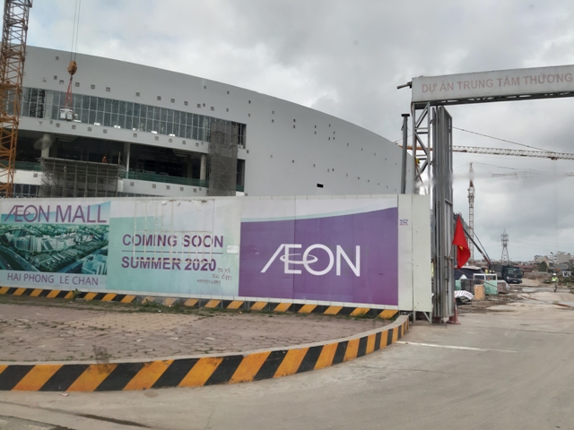 Quang cảnh x&acirc;y dựng c&ocirc;ng tr&igrave;nh AEON MALL Hải Ph&ograve;ng L&ecirc; Ch&acirc;n