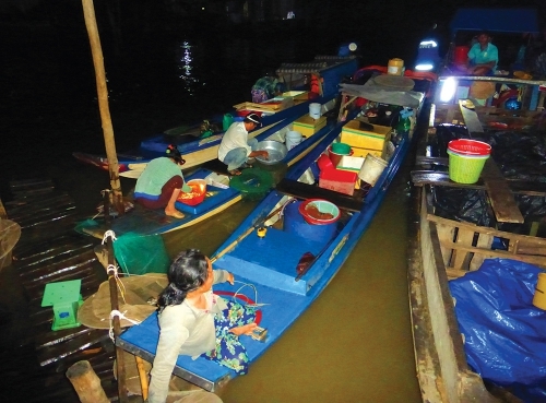 Chợ cá đồng mùa lũ ở An Giang