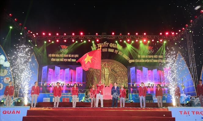 Quang cảnh Lễ xuất qu&acirc;n Đo&agrave;n Thể thao Việt Nam tham dự SEA Games 30. Ảnh: Trọng Đạt/TTXVN