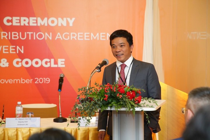 &Ocirc;ng Nguyễn Văn Hải &ndash; Đại diện Tập đo&agrave;n Vingroup ph&aacute;t biểu tại Lễ k&yacute; kết