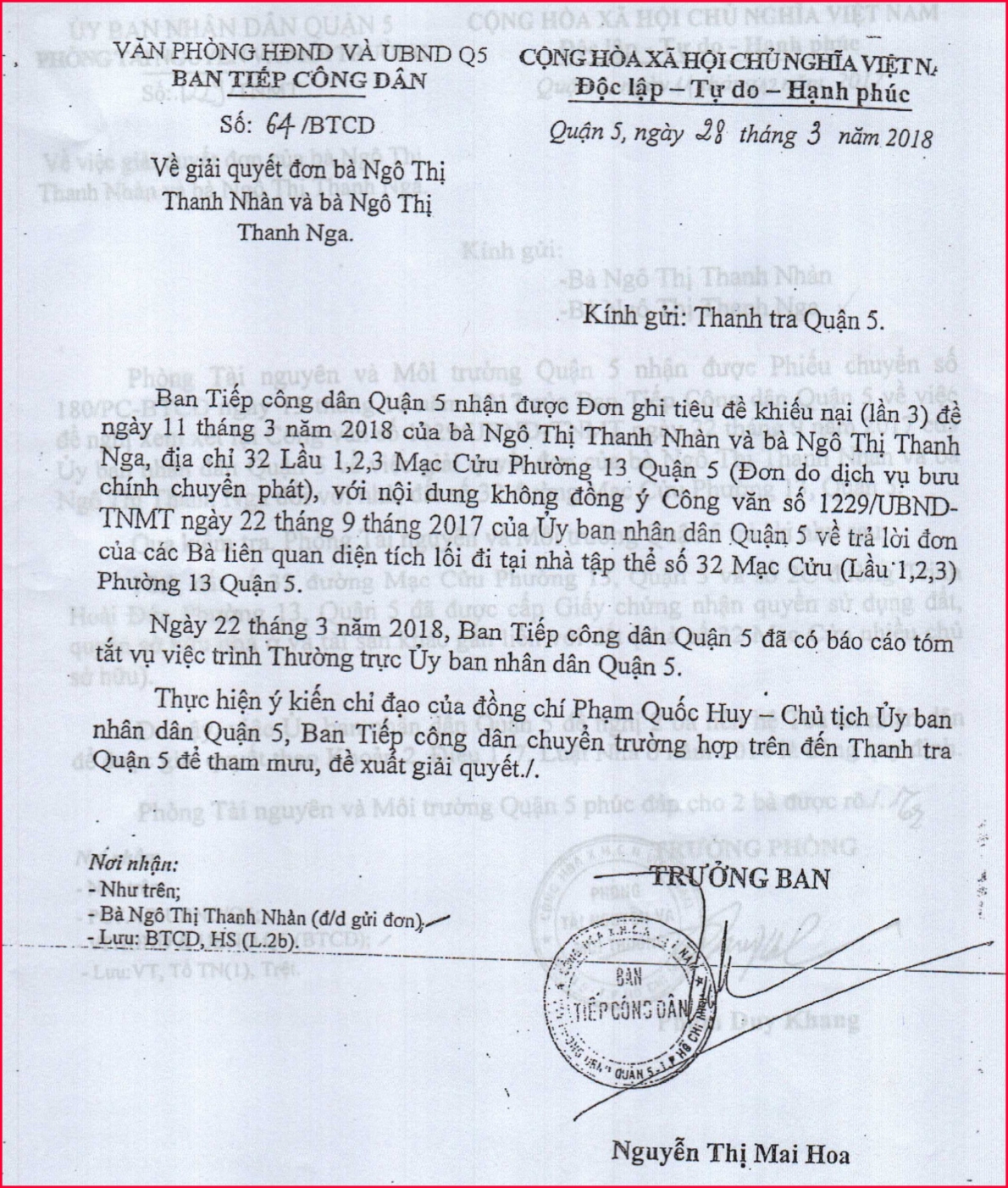 Giải quyết tranh chấp lối đi tập thể ở quận 5, TP Hồ Chí Minh: Nhiều dấu hiệu làm trái Luật Nhà ở!