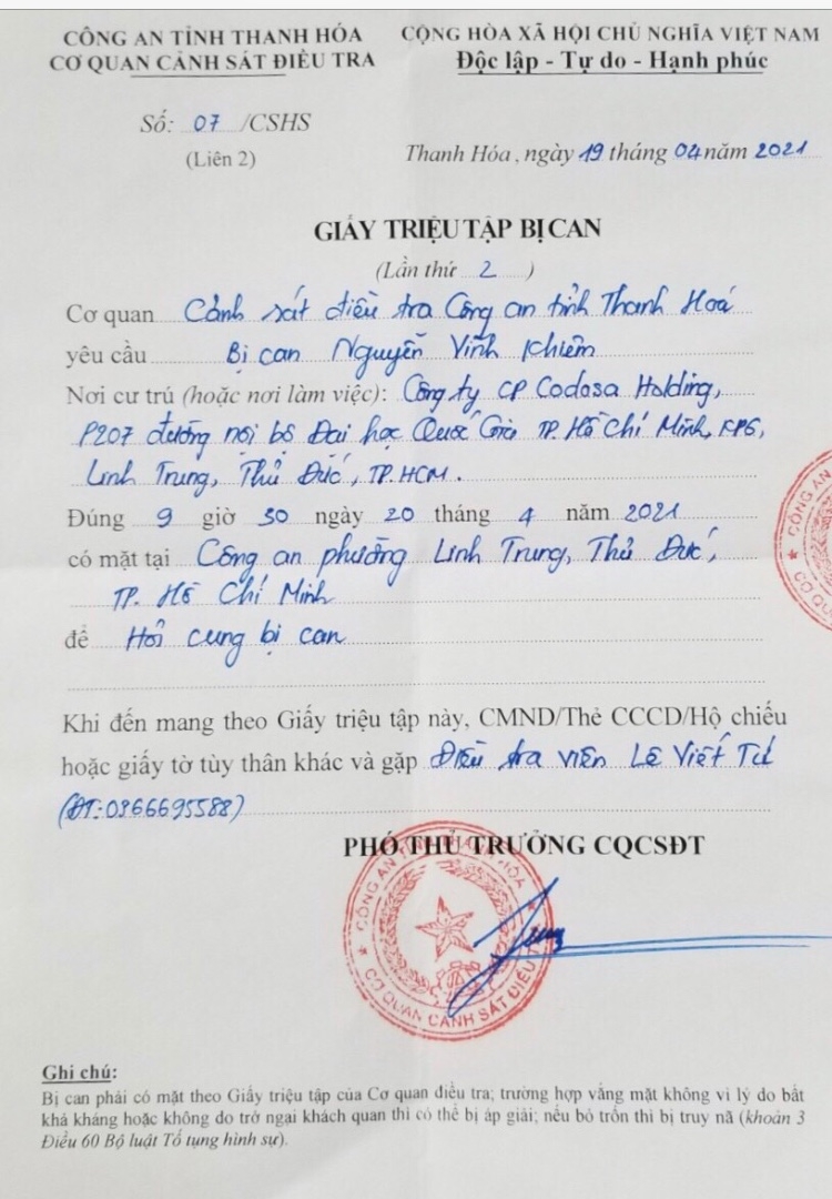 Giấy triệu tập thiếu tên cơ quan, chức vụ, họ tên người ký có đúng luật?