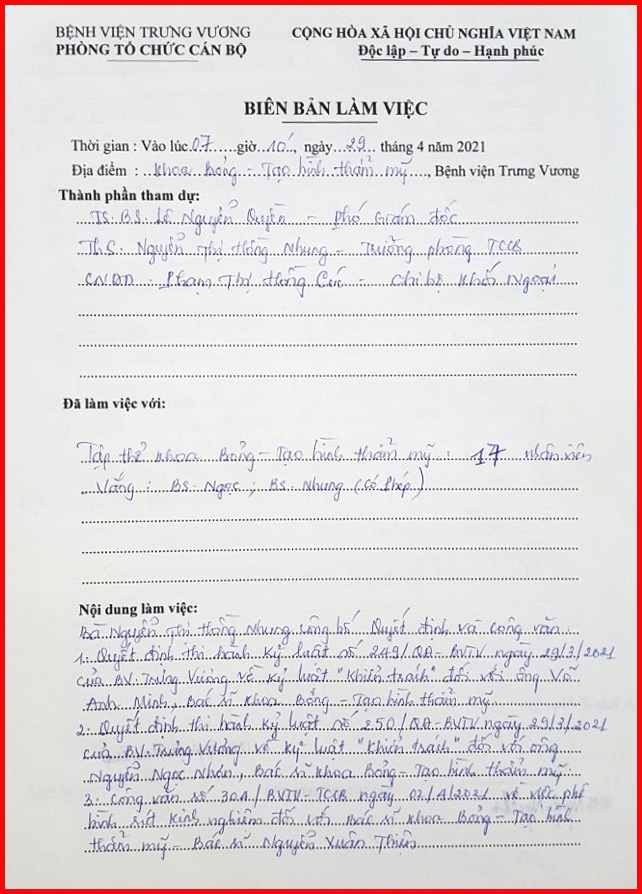 Bệnh viện Trưng Vương, TP Hồ Chí Minh: Quyết định kỷ luật mang tính áp đặt, gây bức xúc dư luận